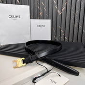 CELINE 25S TRIOMPHE BELT 25MM IN BLACK CALFSKIN 531766