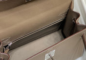 KELLY 28CM IN ETOUPE EPSOM CALFSKIN SLIVER HARDWARE