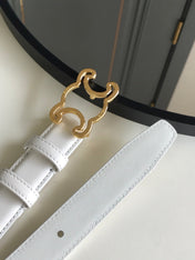 CELINE 25S BELT TRIOMPHE 25MM IN WHITE CALFSKIN 559674