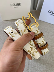 CL logo Cut-out Belt 25mm White Tan Triomphe Canvas Ghw