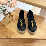 SL YVES LOGO SLIP ON BLACK CALFSKIN AND MESH