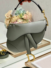 DIOR 26S SADDLE BAG 25 IN STONE GREY CALFSKIN
