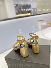 SL TRIBUTE CRYSTAL SANDALS GOLD CALFSKIN