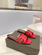 SL TRIBUTE SLIPPERS RED CALFSKIN