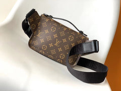 LV 25S S LOCK MESSENGER BAG 21 IN BLACK AND BROWN MONOGRAM MACASSAR CALFSKIN