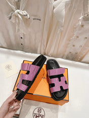 CHYPRE SANDAL BLACK AND LAVENDER LAMBSKIN