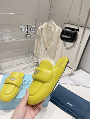 PRA SOFT PADDED NAPPA SHEARLING MULES LIME LAMBSKIN