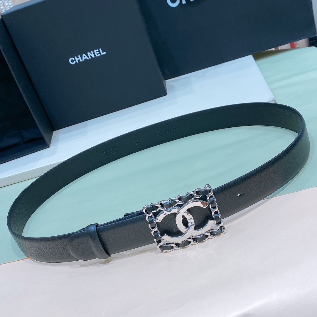 CHANEL 26S BELT 30 MM IN BLACK CALFSKIN 658418