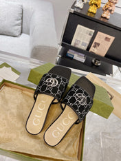 GG EXCLUSIVE SLIDE SANDAL BLACK FABRIC