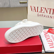 VALENTINO 25S GARAVANI ONE STUD XL PLATFORM SNEAKERS IN WHITE LAMBSKIN