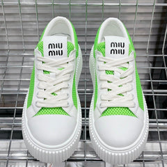 SNEAKERS THICK-SOLED SHAMROCK COLOR MESH COWHIDE