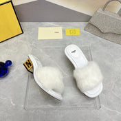 FENDI BAGUETTE MINK MEDIUM-HEELED 45MM IN WHITE FUR AND LAMBSKIN
