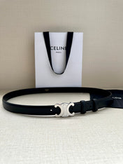 Medium Triomphe Belt 25mm Black Calfskin Shw