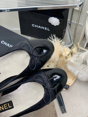 BALLET FLAT GLOSSY BLACK LAMBSKIN