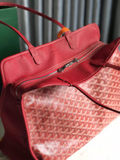HARDY PM BAG 40 IN RED GOYARDINE CANVAS AND TAURILLON LEATHER TRIM