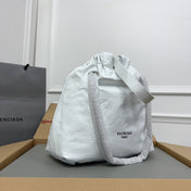 CRUSH SMALL TOTE BAG 27 IN WHITE CRUSHED CALFSKIN SILVER HARDWARE