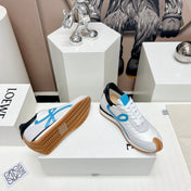FLOW RUNNER SNEAKER IN PALE GRAY MIX BLUE SUEDE AND SHEEPSKIN