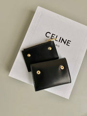 TRIOMPHE 9 WALLET TWO-IN-ONE BLACK CALFSKIN