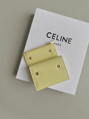 TRIOMPHE 9 WALLET TWO-IN-ONE YELLOW PASTEL CALFSKIN