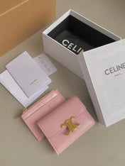 TRIOMPHE 9 WALLET TWO-IN-ONE PINK PASTEL CALFSKIN