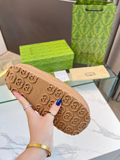 PLATFORM SANDALS IN CINNAMON BROWN MONOGRAM IMPORTED TPU
