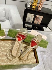 HIGH HEEL 65MM IN LIGHT GOLD CALFSKIN WITH RED HEART
