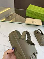 HORSEBIT FLATFORM SANDAL 5 CM IN ARMY GREEN IMPORTED TPU