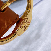 CL LARGE 35MM TWIN TRIOMPHE BELT IN BRONZE BROWN CALFSKIN GOLD HARDWARE