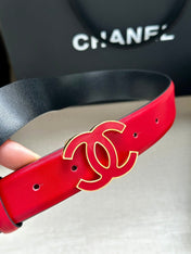 CC 30MM BELT IN CHERRY RED SMOOTH CALFSKIN METAL HARDWARE