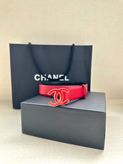 CC 30MM BELT IN CHERRY RED SMOOTH CALFSKIN METAL HARDWARE