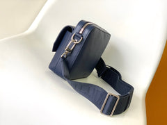 LV 25S FASTLINE MESSENGER BAG 23 IN DARK BLUE CALFSKIN