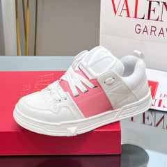 VALENTINO 25S GARAVANI OPEN SKATE SNEAKERS IN PEACH PINK LAMBSKIN STYLE 11