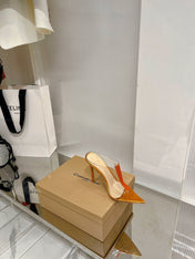 GIANVITO ROSSI 26S HEELED SANDALS 105 MM IN ORANGE METALLIC TPU
