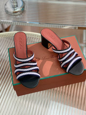 LP SPRIGHTLY CHARMS MID-SANDAL WHITE AND BLACK CALFSKIN