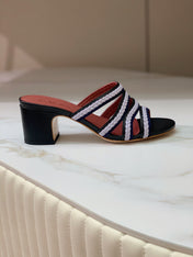 LP SPRIGHTLY CHARMS MID-SANDAL WHITE AND BLACK CALFSKIN