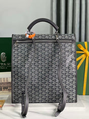 SAINT LÉGER BACKPACK 35 IN BLACK GOYARDINE CANVAS AND CALFSKIN WITH CARTOON PATCH