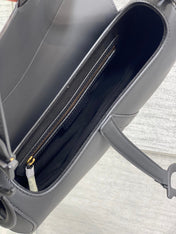 SADDLE BAG 24 IN BLACK CALFSKIN BLACK HARDWARE