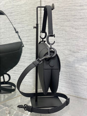 SADDLE BAG 24 IN BLACK CALFSKIN BLACK HARDWARE