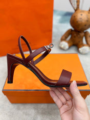 Glamour 75 Sandal Red Brown Leather