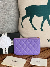 CC CLASSIC SMALL 15 ZIPPED POUCH IN AMETHYST PURPLE GRAINED CALFSKIN