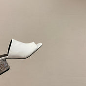 GLAM MULE 60 WHITE LAMBSKIN