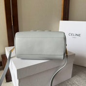 EMBOSSED CELINE TOP HANDLE BAG 20 IN GREY CALFSKIN