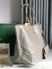 SAINT LOUIS PM 40 IN GREY MIX BLUE GOYARDINE CANVAS AND CALFSKIN