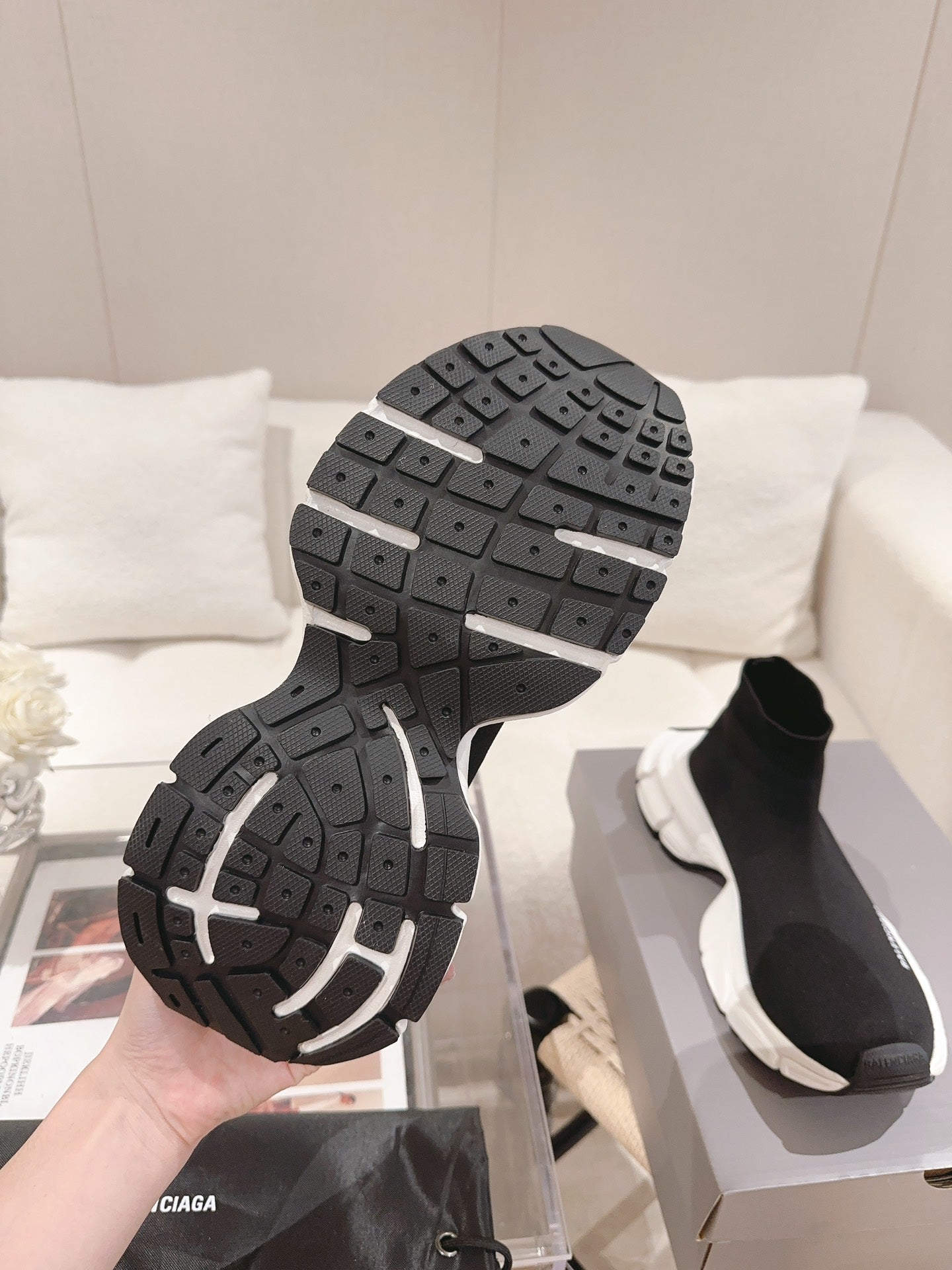 BALENCIAGA 25S SPEED TRAINER SNEAKERS 55 MM IN BLACK KNIT STYLE 5