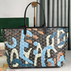 SAINT LOUIS PM BAG 34 IN BLUE LETTRES CAMOUFLAGE GOYARDINE CANVAS