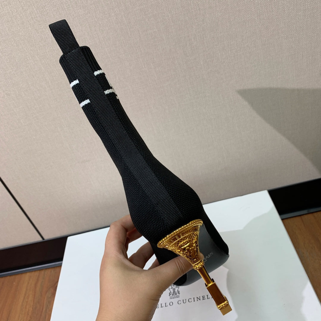 BALMAIN 26S BOOTS 95 MM IN BLACK FLYKNIT STYLE 5