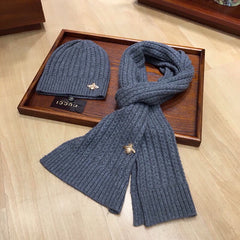 SET SCARF AND HAT IN SHARK GRAY WOOL 945023