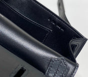 HM JYPSIERE SHOULDER BAG 23 IN NAVY BLUE CALFSKIN SILVER HARDWARE