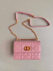 MISS CARO 17 CHAIN BAG IN HOT PINK LAMBSKIN