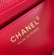 MINI RECTANGLE FLAP BAG 20CM RED CAVIAR GOLD HARDWARE